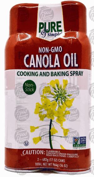 Pure & Simple canola oil, cooking and baking spray, 17-oz. cans 2 pack