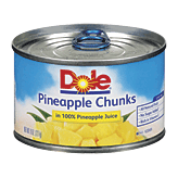 Dole Canned Fruit Pineapple Chunks In Its Own Juice 8 ounce