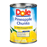 Dole Canned Fruit Chunks In 100% Pineapple Juice 20 ounce