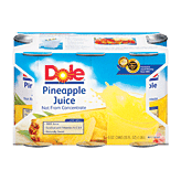 Dole 100% Juice Pineapple 6 Oz 6 pack