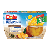 Dole Fruit Bowls Peaches Diced Yellow Cling In Light Syrup 4 Oz Cup 4 pack