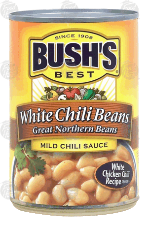 Bush's Best white chili beans, great northern beans in mild chili sauce 15.5 ounce