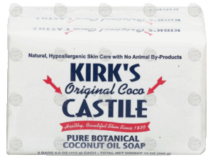 Kirk's Castile original coco bar, pure botanical coconut oil soap, all natural, 3-count 12 ounce