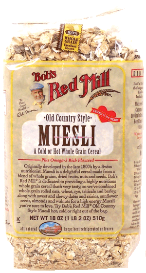 Bob's Red Mill muesli, old country style, a cold or hot whole grain cereal 18 ounce