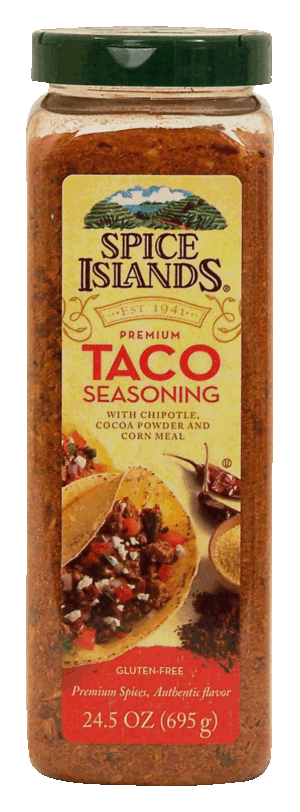 Spice Islands Premium taco seasoning with chipotle cocoa powder and corn meal 24.5 ounce