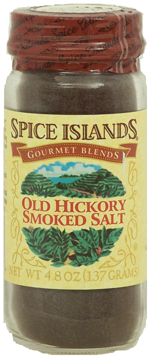 Spice Islands Gourmet Blends hickory smoked salt. old 4.8 ounce