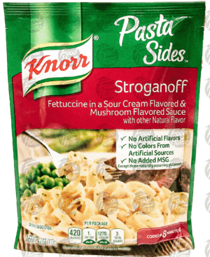 Knorr Pasta Sides stroganoff, fettuccini in a sour cream flavored & mushroom flavored sauce 4 ounce