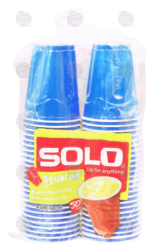 Solo 9 ounce plastic cups with grip contour, squared 50 count
