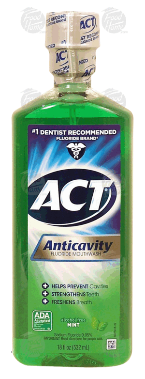 Act anticavity flouride mouthwash, alcohol free, mint 18 ounce