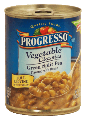 Progresso Vegetable Classics green split pea soup flavored with bacon, ready to serve 19 ounce