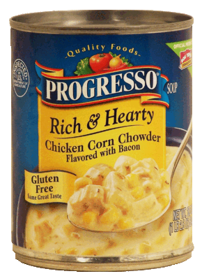 Progresso Rich & Hearty chicken corn chowder flavored with bacon, gluten free 18.5 ounce
