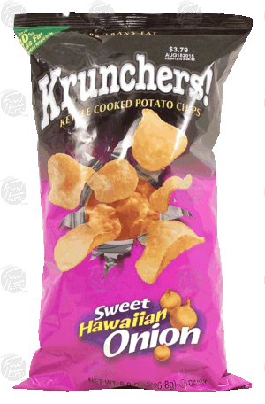 Krunchers! sweet hawaiian onion flavor kettle cooked potato chips 8 ounce