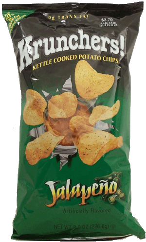 Krunchers! jalapeno kettle cooked potato chips 8 ounce