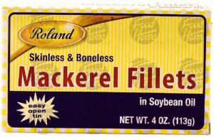 Roland mackerel fillets skinless & boneless in soybean oil 4 ounce