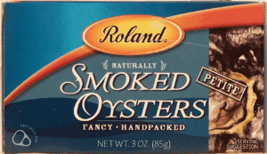 Roland naturally smoked oysters, petite, fancy, handpacked 3 ounce