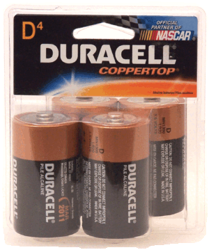 Duracell Coppertop d size alkaline batteries 4 count