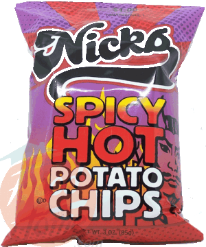 Nicks spicy hot potato chips 3 ounce