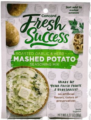Concord Foods Fresh Success roasted garlic & herb mashed potato seasoning mix, just add to mashed potatoes 1.27 ounce
