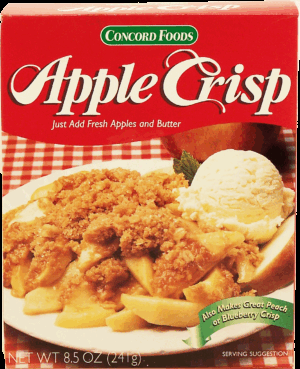 Concord Foods apple crisp mix, add apples and butter 8.5 ounce