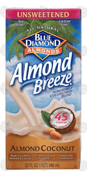Blue Diamond Almond Breeze almond milk and coconut milk blend, unsweetened, soy free, lactose free 32 fluid ounce