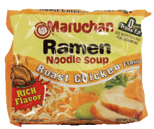 Maruchan roast chicken noodle flavor soup add to boiling water 3 ounce