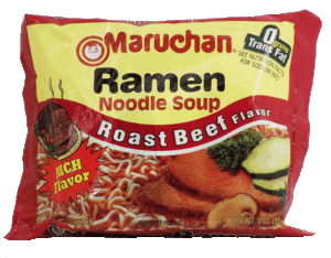 Maruchan ramen noodle soup roast beef flavor add to boiling water 3 ounce