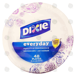 Dixie everyday paper plates, 8.5-in., microwavable, cut resistant, soak proof shield 48 count