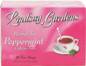 Lindsay Gardens peppermint herbal tea, caffeine free, 16-tea bags 0.34 ounce
