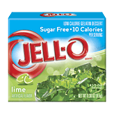 Jell-o Gelatin Dessert Sugar Free Lime Low Calorie 0.3 ounce