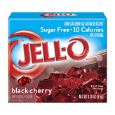 Jell-o Gelatin Dessert Sugar Free Black Cherry Low Calorie 0.3 ounce