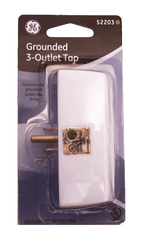 General Electric grounded 3-outlet tap 1 count