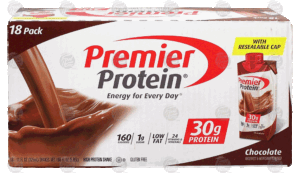 Premier Protein chocolate flavor high protein shake, ready-to-drink, 11-fl. oz., resealable drink box 18 pack