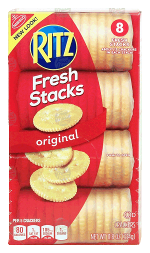 Nabisco Ritz original, snack crackers, 8 fresh stacks 11.8 ounce