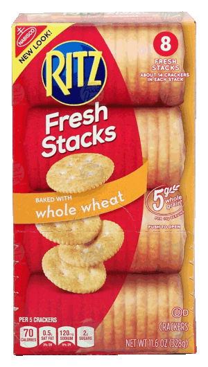 Nabisco Ritz crackers baked with whole wheat, 8 fresh stacks 11.6 ounce