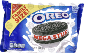 Nabisco mega stuffed oreo cookies, family size, wrapper 17.6 ounce