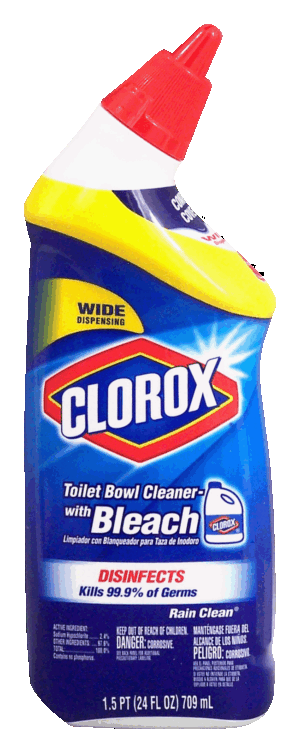 Clorox toilet bowl cleaner with bleach, wide dispensing, rain clean scent 24 fluid ounce