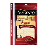 Sargento(R) Natural swiss cheese, deli style sliced, 11 thin slices 7 ounce