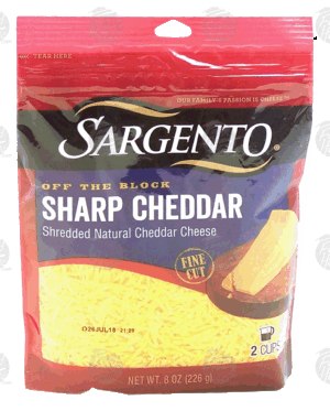 Sargento(R) Off the Block sharp cheddar fine cut cheese 8 ounce
