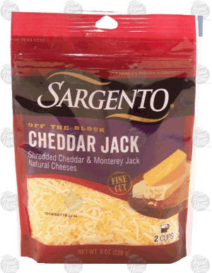 Sargento(R) Off the Block cheddar jack fine cut shredded cheese, 2-cups 8 ounce