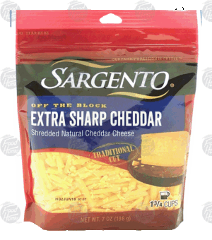 Sargento(R) Off the Block extra sharp cheddar traditional cut cheese 7 ounce