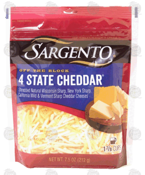 Sargento(R) Off the Block 4 state cheddar shredded cheese 7.5 ounce
