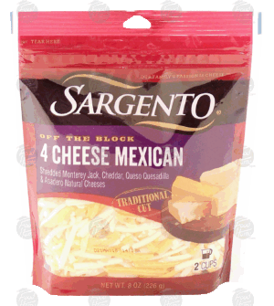Sargento(R) Off the Block 4 cheese mexican traditional cut cheese 8 ounce
