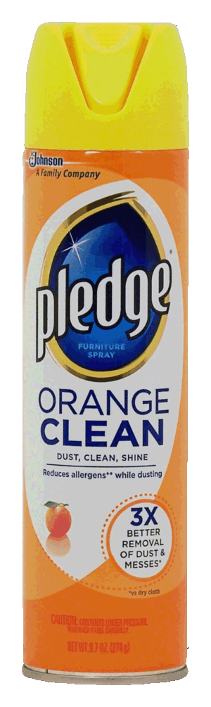 Pledge orange clean spray, dust, clean and shine 9.7 ounce