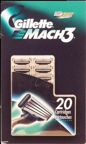 Gillette Mach 3 shaver refill cartridges, 3 blade system 20 count