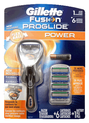 Gillette Fusion Pro Glide; Power; 1 razor, 6 refill cartridges, 1 battery, new flex ball 1 count