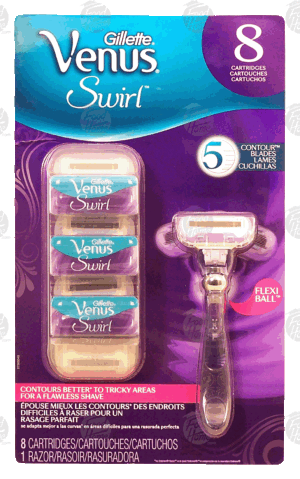 Gillette Venus Swirl; 8 refill cartridges, 1 razor with flexi ball 8 count
