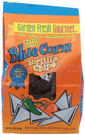 Garden Fresh Naturals kettle style blue corn tortilla chips, 100% natural 16 ounce