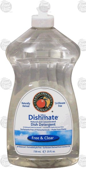 Earth Friendly Products ultra dishmate, natural and concentrated dish detergent, free & clear, ph balanced 25 fluid ounce