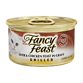 Fancy Feast wet cat food, grilled liver & chicken ffeast in gravy 3 ounce