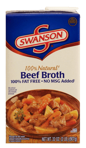 Swanson 100% Natural beef broth 100% fat free 32 ounce